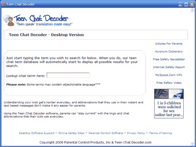 Acronyms Teen Chat Decoder Screenshot